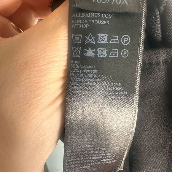 ALLSAINTS Aleida Trouser Pants Pull On Cropped Tapered Black Size 6 - Picture 11 of 11